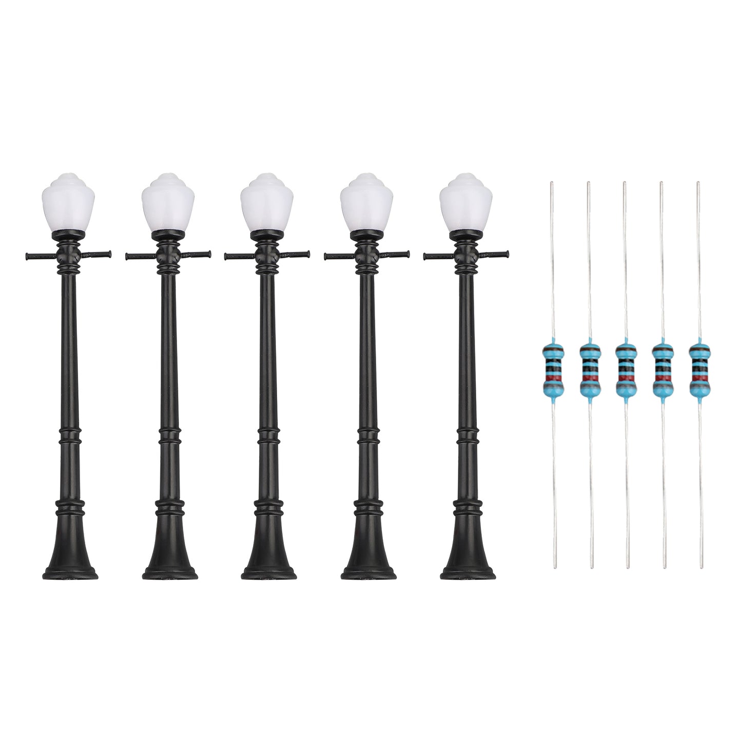 5pcs LCX04 Model Railway Lamppost lamps Street Lights O Scale LEDs