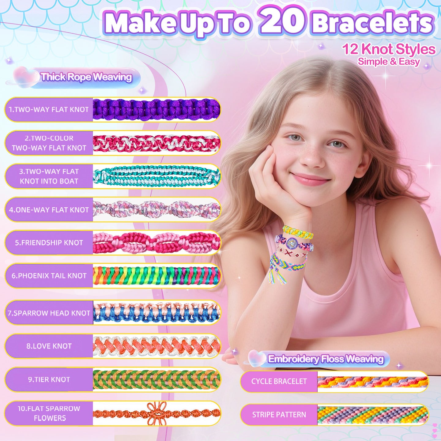 Friendship Bracelet Making Kit DIY Art Craft 6-12 Year Girl Birthday Gift Purple