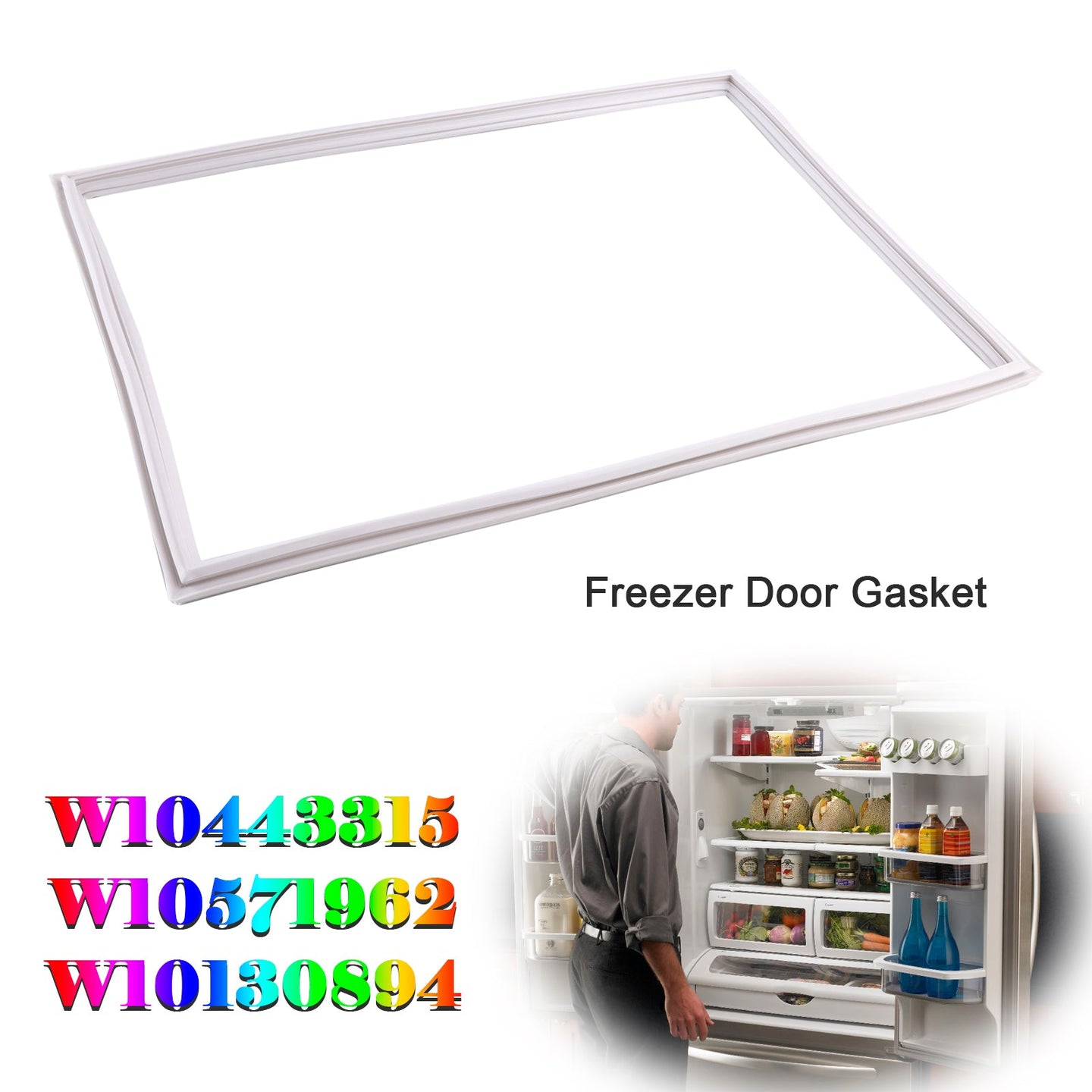 W10443315 Freezer Door Gasket for Kenmore, Whirlpool, Maytag & Amana, Replaces W10571962 & W10130894