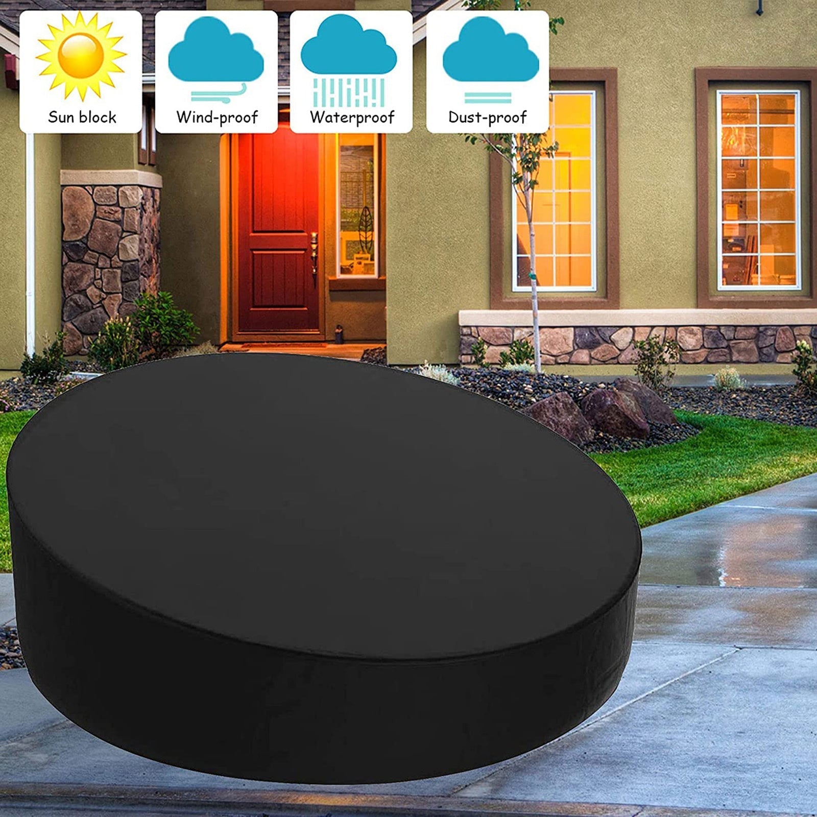 Heavy Duty Waterproof Outdoor Sofa & Chair Cover – Garden Patio Daybed Protection, Round