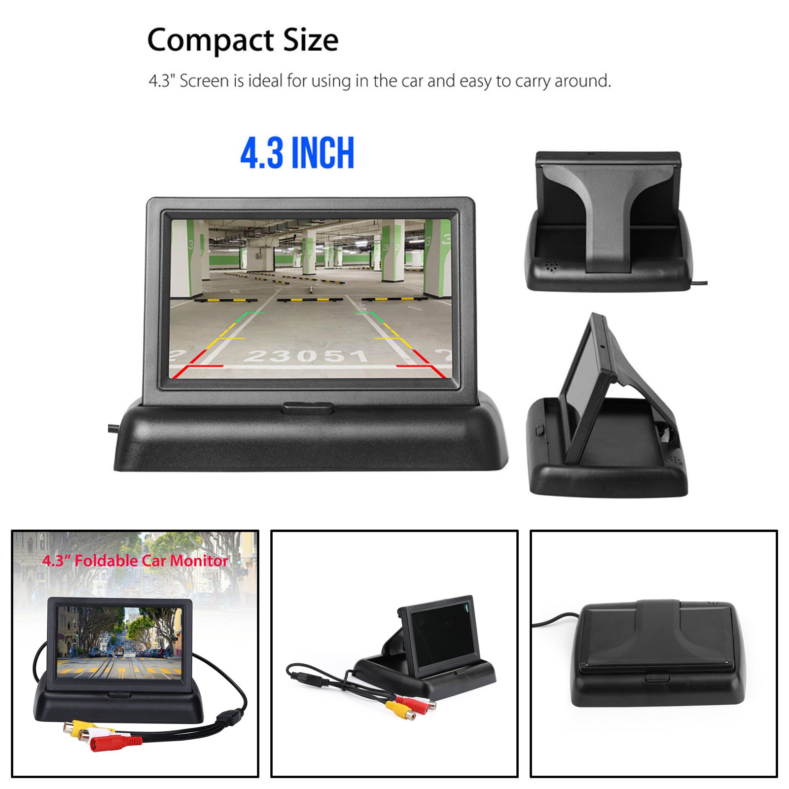 4.3 inch TFT NTSC PAL LCD Foldable 4.3" Car Monitor Night Parking Assist