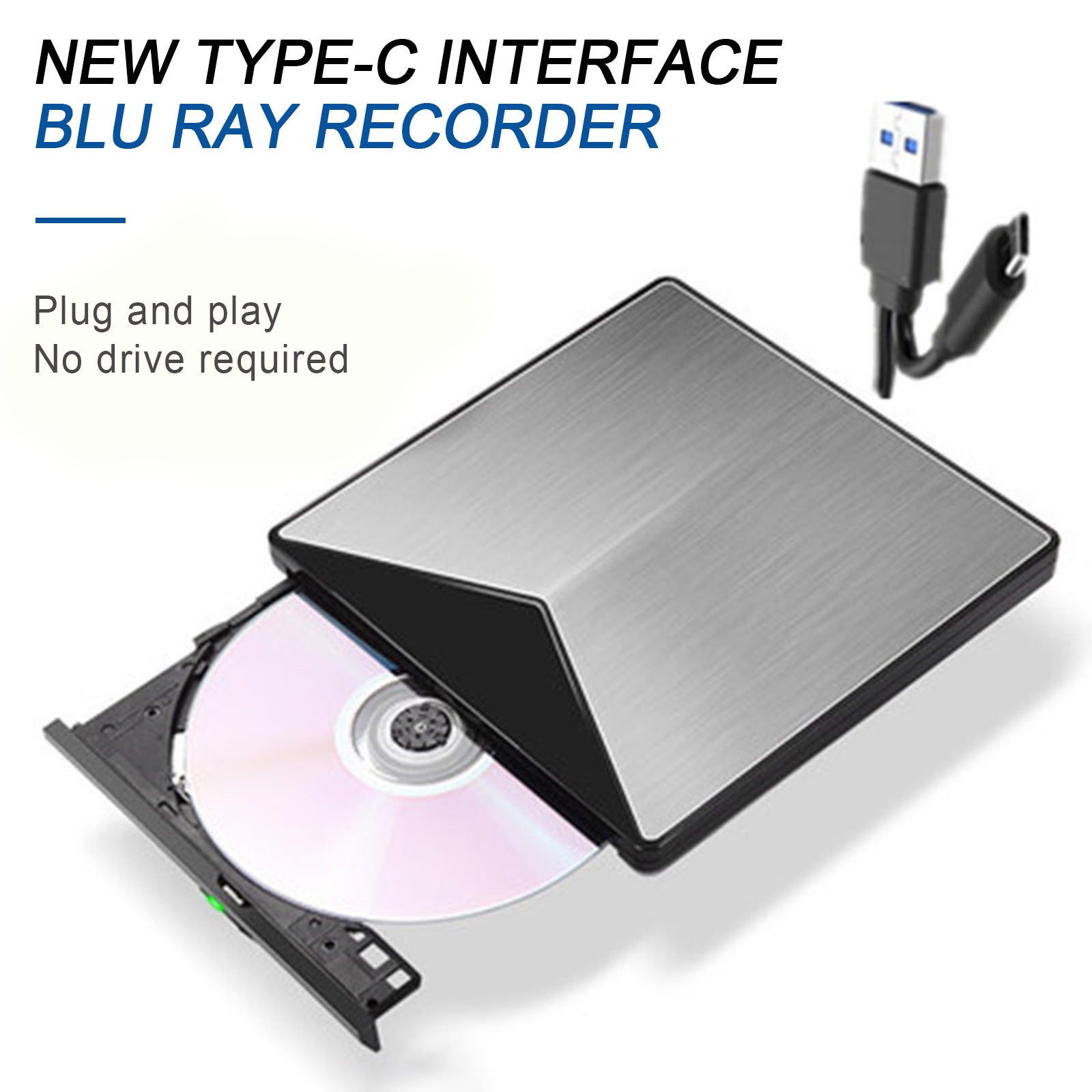 Burner USB External Ultra Slim BD DVD CD RW Disc Writer Movie Player