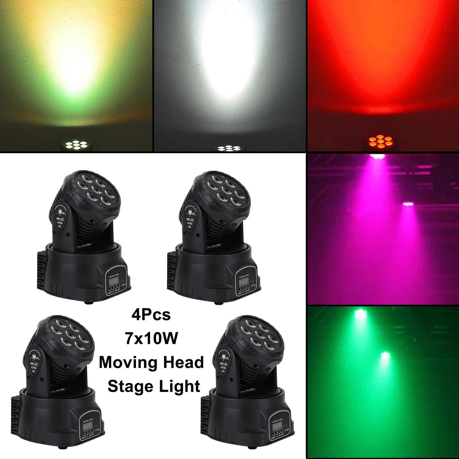 4Pcs 7 x10W Moving Head Stage Light 70W 7 LED RGBW DMX DJ Stage Party Lighting (Copy)