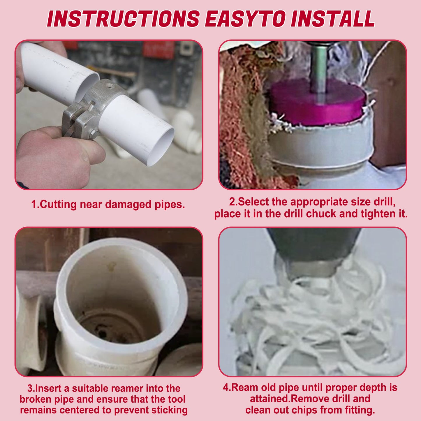 04529 For PPRK6 Plastic Pipe Fitting Reamer 6 Piece Kit For1/2" Drills