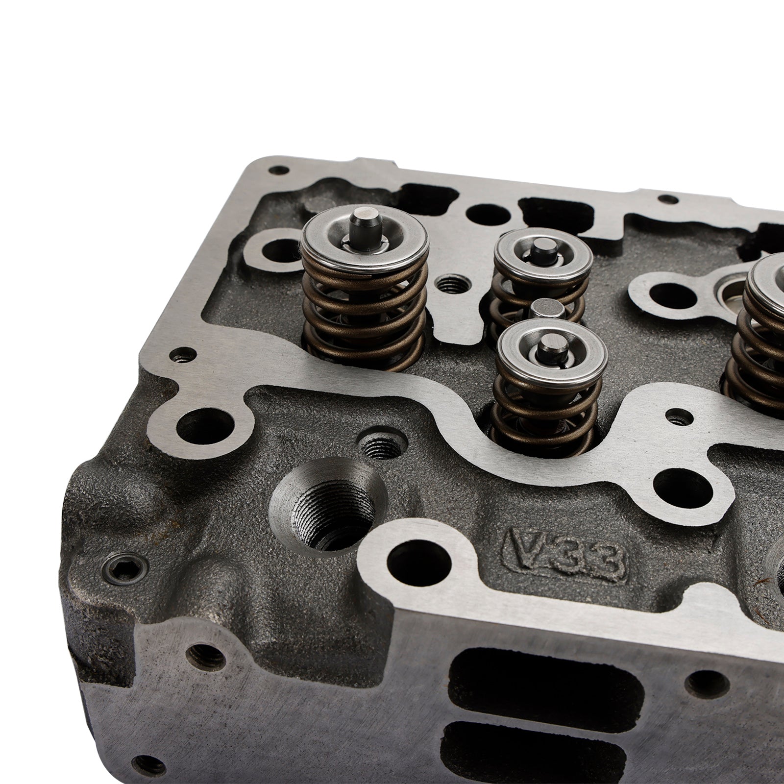 Complete Cylinder Head for Kubota V3300 Engine, Fits Bobcat S650 & Kubota SVL75, with 12 Valves Pre-Installed