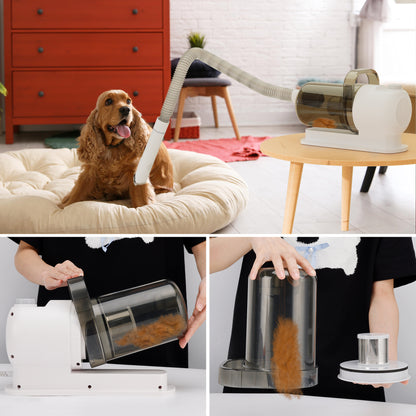 1.5L Grooming Tools for Dogs Cats Pets 5 In 1 Pet Grooming Kit Vacuum Suction Professional Pet Hair Clipper Dog Vacuum Brush for Shedding Grooming