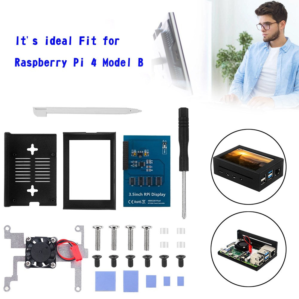 3.5" Armor Display Case with LCD Screen – Aluminum Alloy Protective Case for Raspberry Pi 4