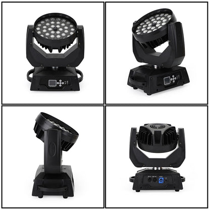 10W 36LED RGBW Moving Head Light DMX512 Zoom Sound Active Stage Bar DJ