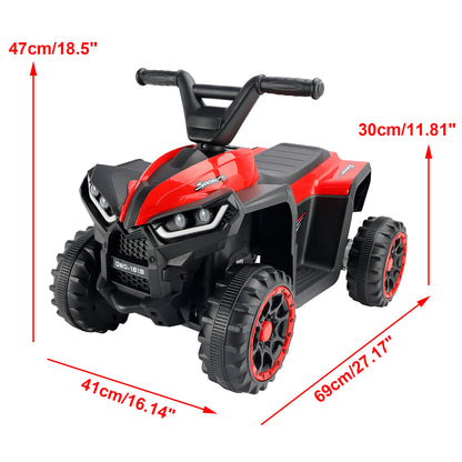 12V Kids Ride-On ATV with Dual Motors, Electric 4-Wheeler Quad with LED Headlights & Music Player for Boys & Girls (Red)