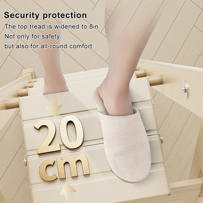 4-Step Ultra-Slim Folding Ladder, 2.8" Thick with Safety Handrail & Wide Anti-Slip Pedals, 330 lbs Capacity (White)