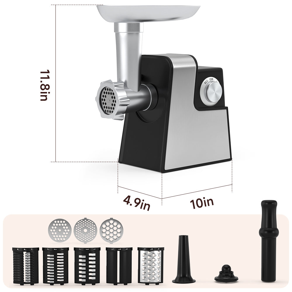 5-in-1 Electric Meat Grinder 600W – Meat Grinder with Sausage Stuffer, Kubbe Kit & Vegetable Slicer