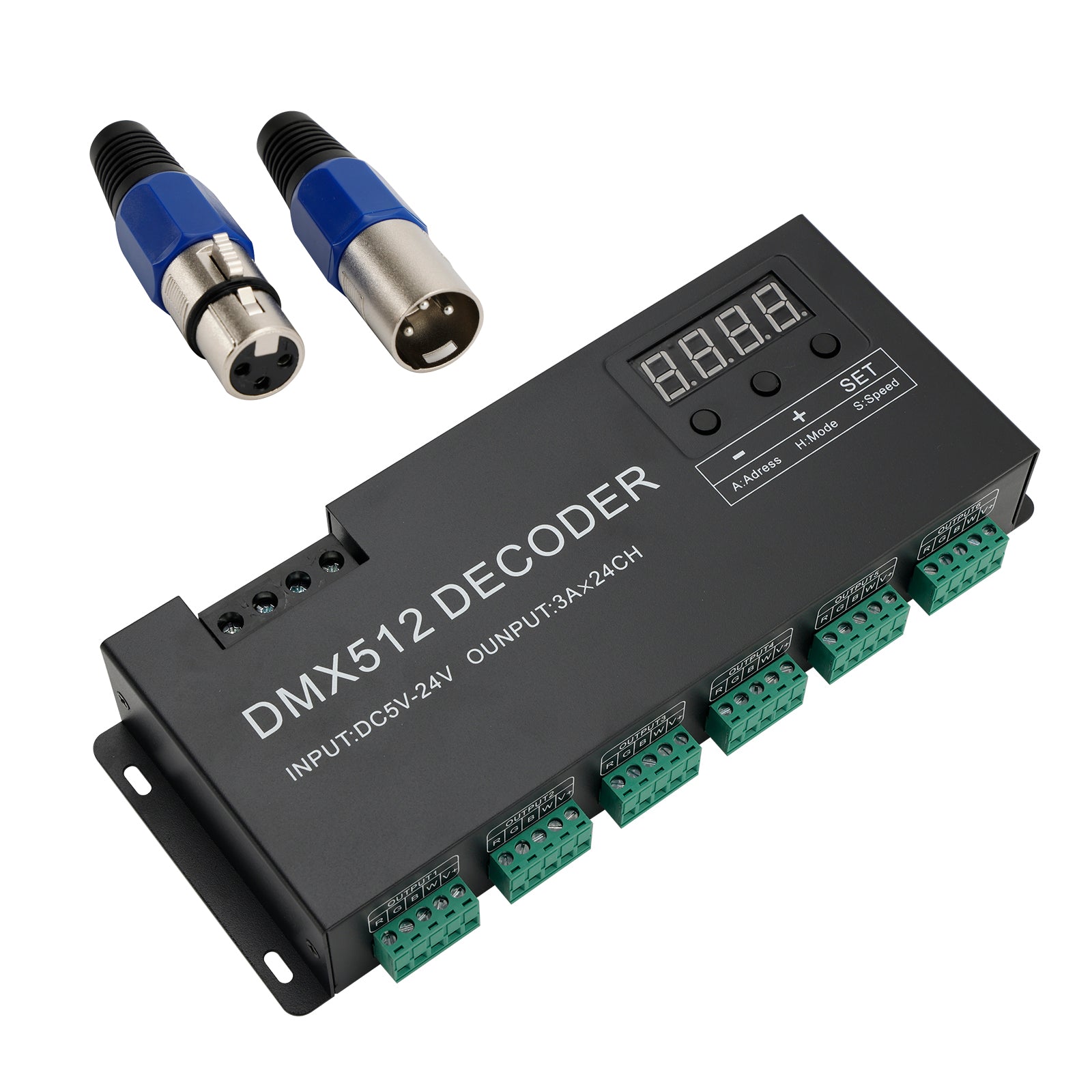 24 Channel DMX 512 Decoder RGBW PWM Dimmer Driver LED Strip Light Controller US