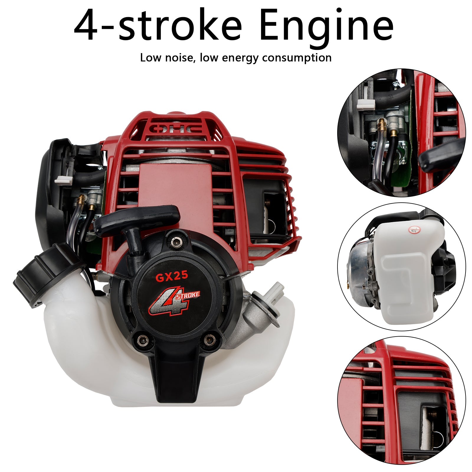 25cc 4-Stroke Gas Engine Replacement for Honda GX25, Fits Weed Eater, Brush Cutter & Trimmers