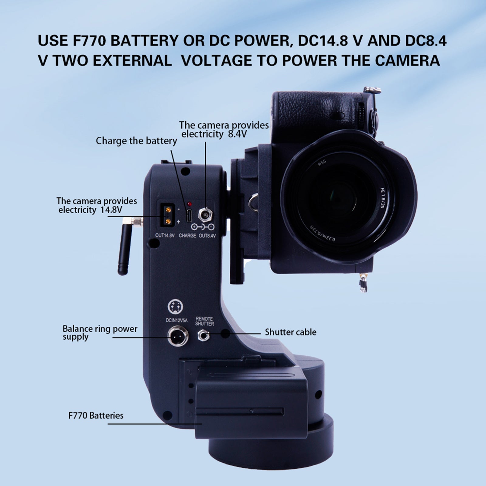 PT-5000 Camera Remote Control Electric Cloud Platform Tilt 360 Panoramic Rotation