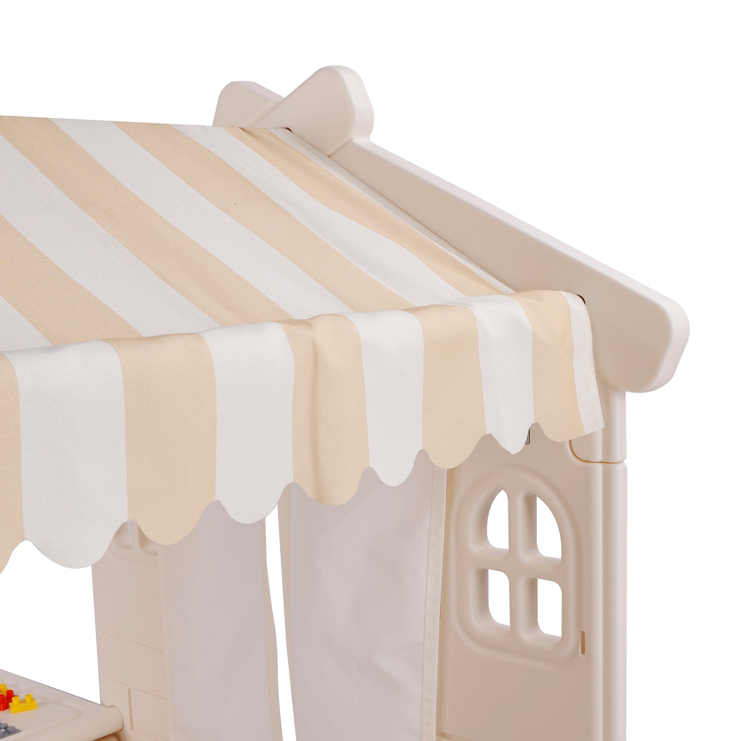 Kids Playhouse with Lights & Building Blocks, Foldable Plastic Outdoor Play Tent for Toddlers & Backyard Fun