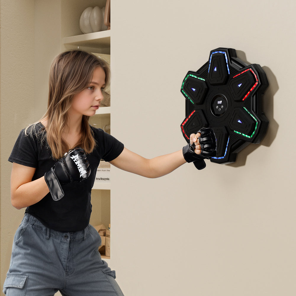 Colorful LED Music Punching Machine with Gloves – Bluetooth Boxing Trainer Wall-Mounted for Adults Perfect for Home & Office Workouts (Copy)