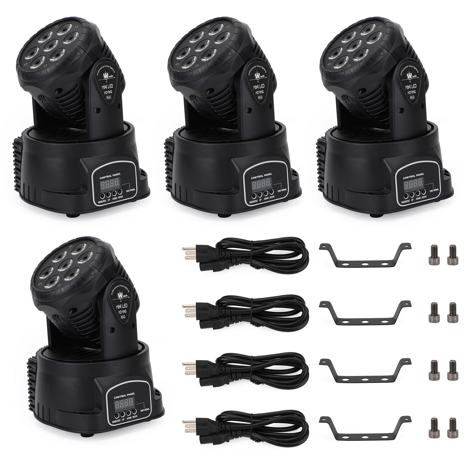 4Pcs 7 x10W Moving Head Stage Light 70W 7 LED RGBW DMX DJ Stage Party Lighting