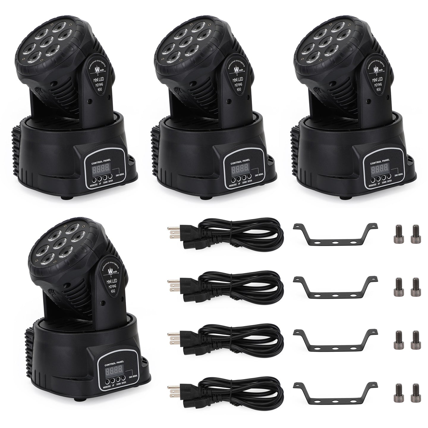 4Pcs 7 x10W Moving Head Stage Light 70W 7 LED RGBW DMX DJ Stage Party Lighting
