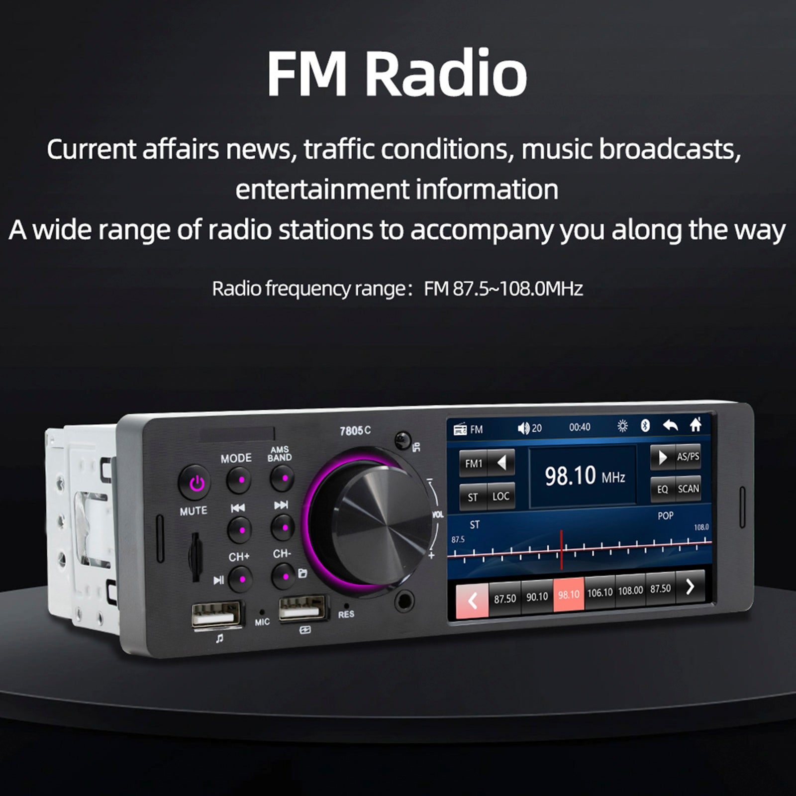 MP5 Car Player 1 Din 4.1 Inch Touch Screen Car Stereo Bluetooth + Backup Camera