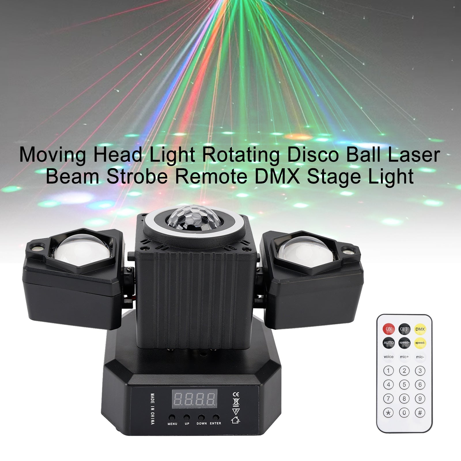 Moving Head Stage Light – Rotating Disco Ball Laser Beam Strobe with DMX & Remote