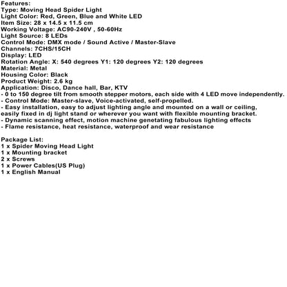 1/2/4/6/8 Pcs Beam Zoom Moving Head Stage Lighting Beam DMX Party DJ Lighting