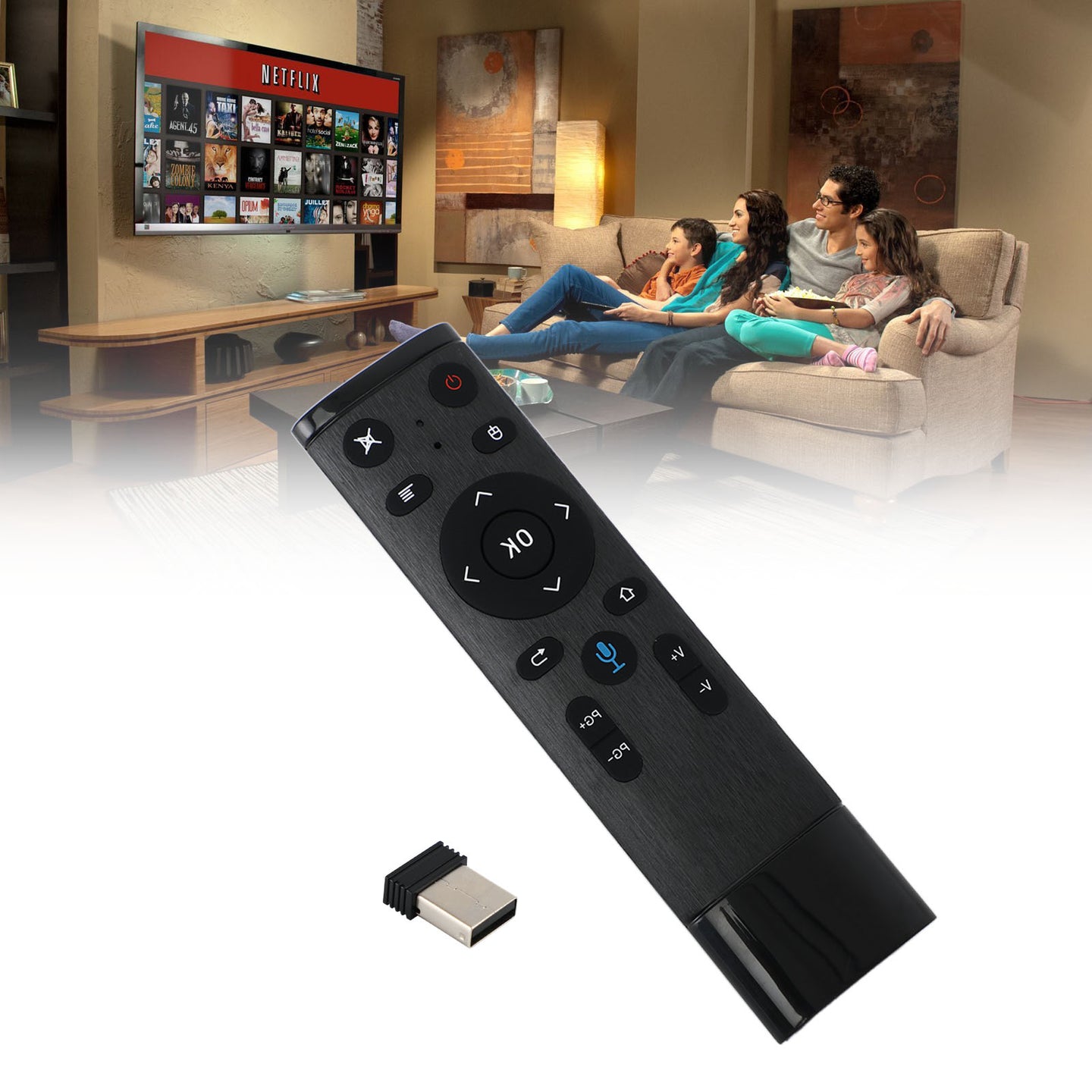 Q5 2.4GHz Air Mouse Voice Remote with 6-Axis Gyro for Android TV Box, Smart TV & PC