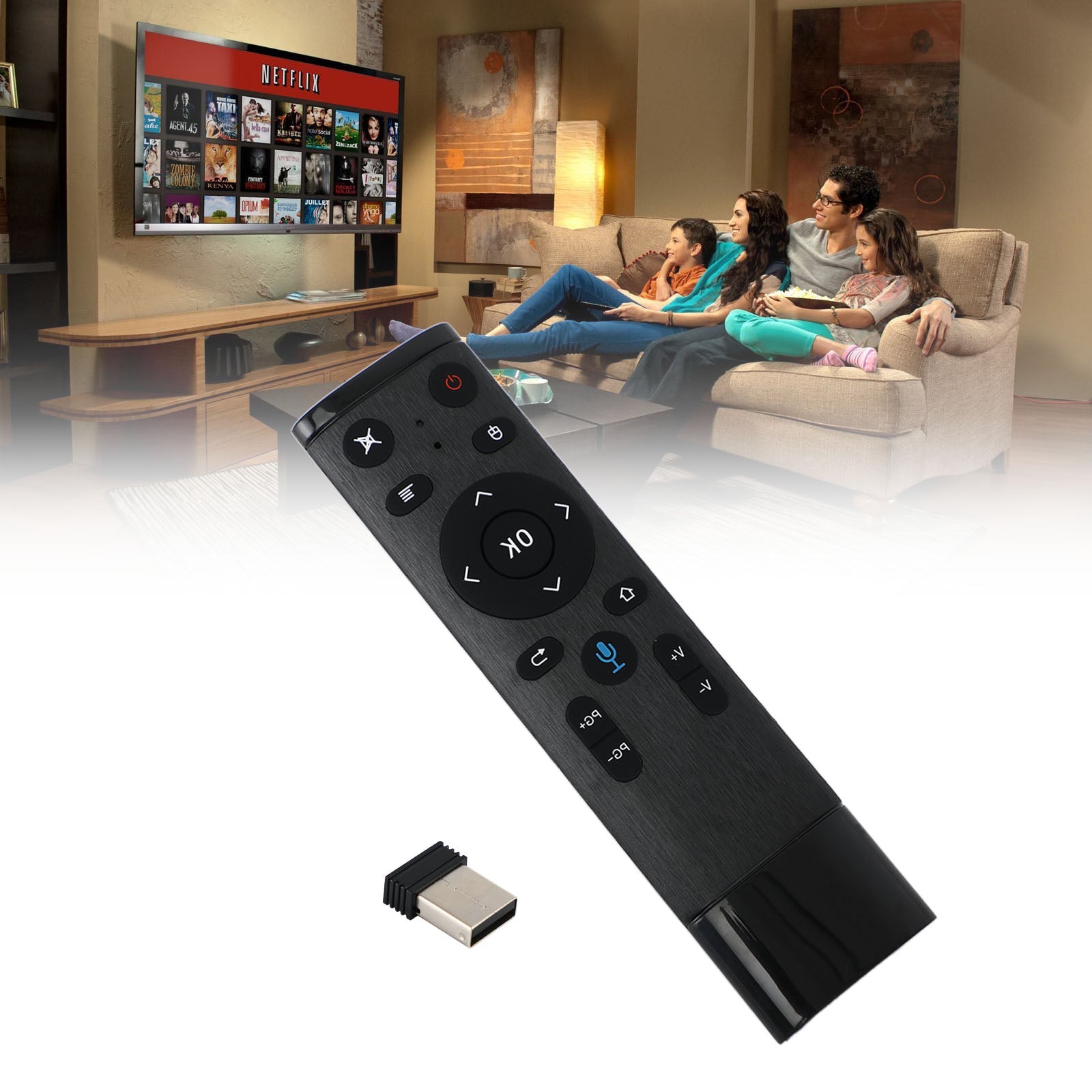 Q5 2.4GHz USB WiFi Air Mouse – Gyro Voice Remote for Smart TV, Media Box & PC