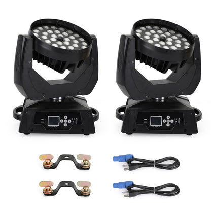 2Pcs 36 x 10W RGBW 4in1 LED Zoom Moving Head 360W Wash Stage Light DMX 15CH (Copy)