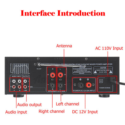 ☆2000W Bluetooth HiFi Power Amplifier Karaoke USB EQ Mixer SUNBUCK with Remote Control for Car and Home