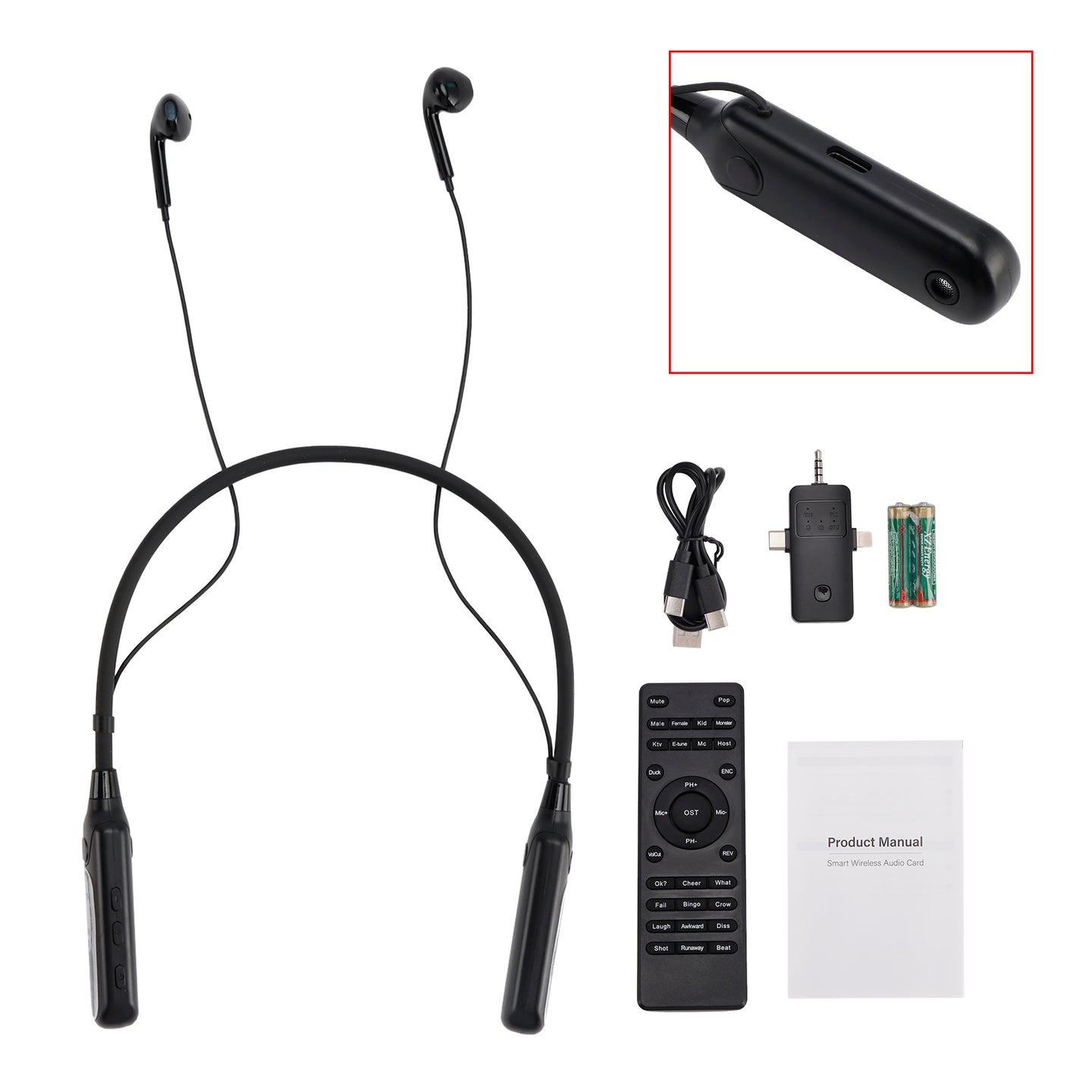 Wireless Sound Card Complete Neckband Live Streaming Earphones Editing Headphone