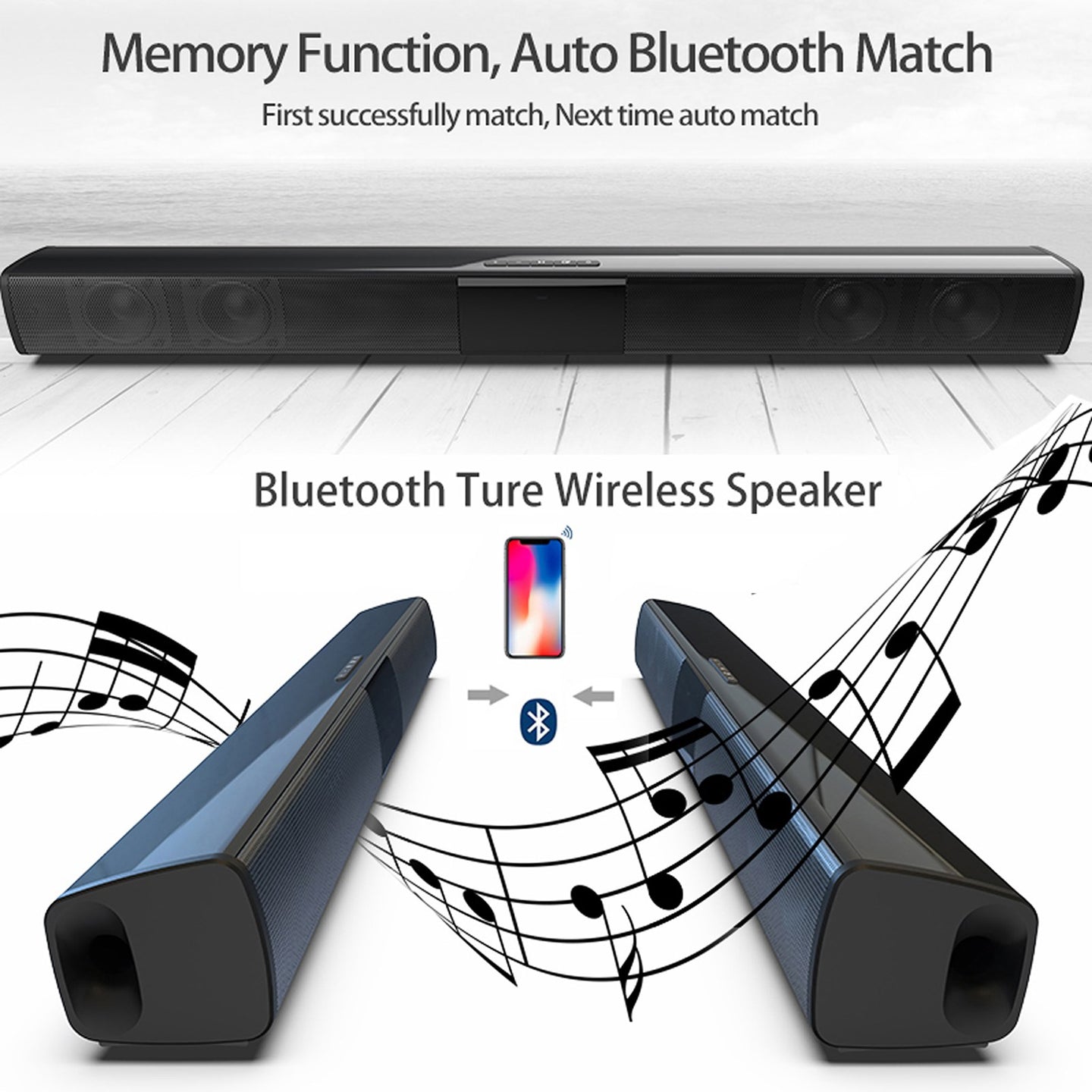 Portable Wireless Sound Bar System – 4 Speaker Subwoofer for TV Home Theater