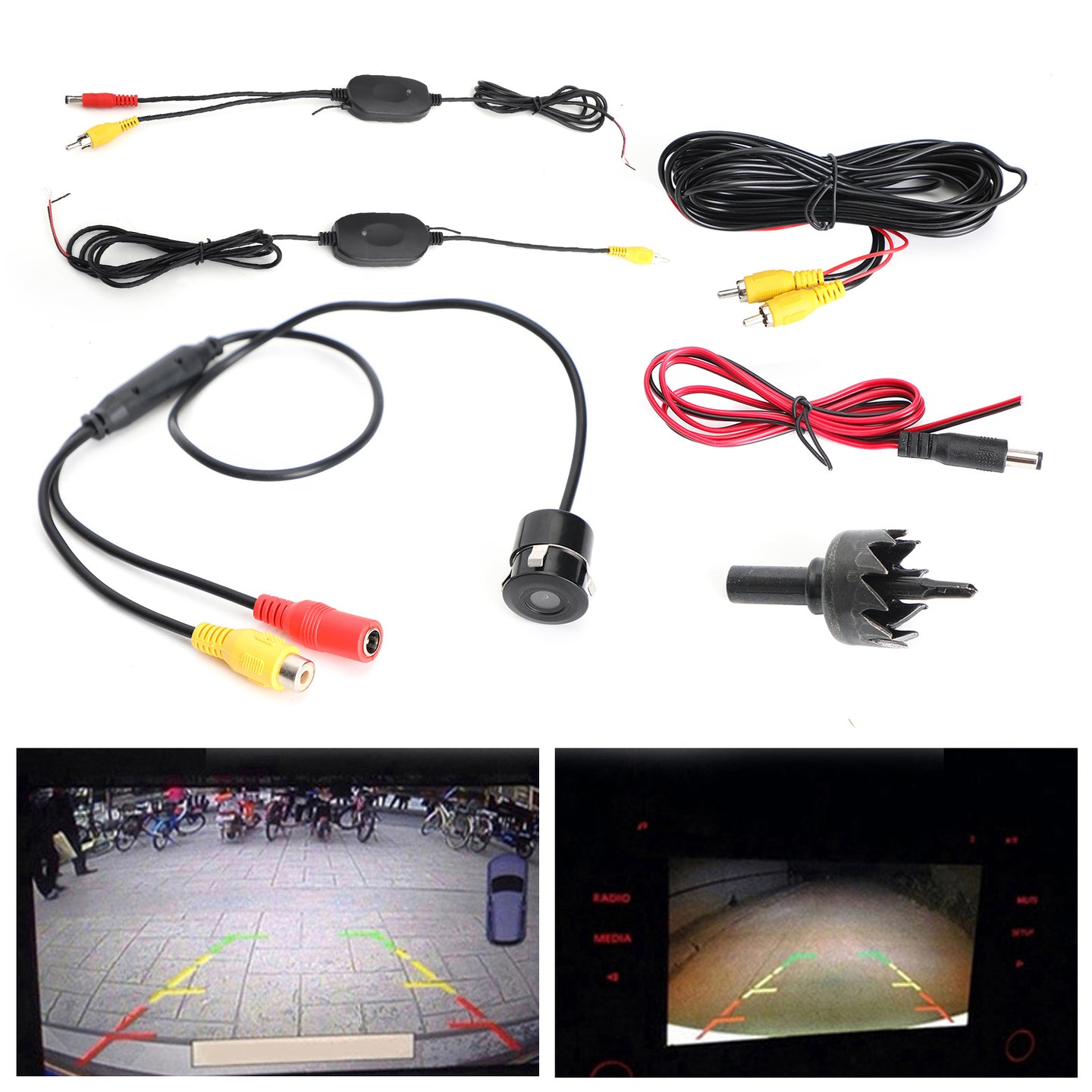 170°Wide Car Wireless Rear View Reverse Camera 18.5mm Punch Hole HD Night Vision