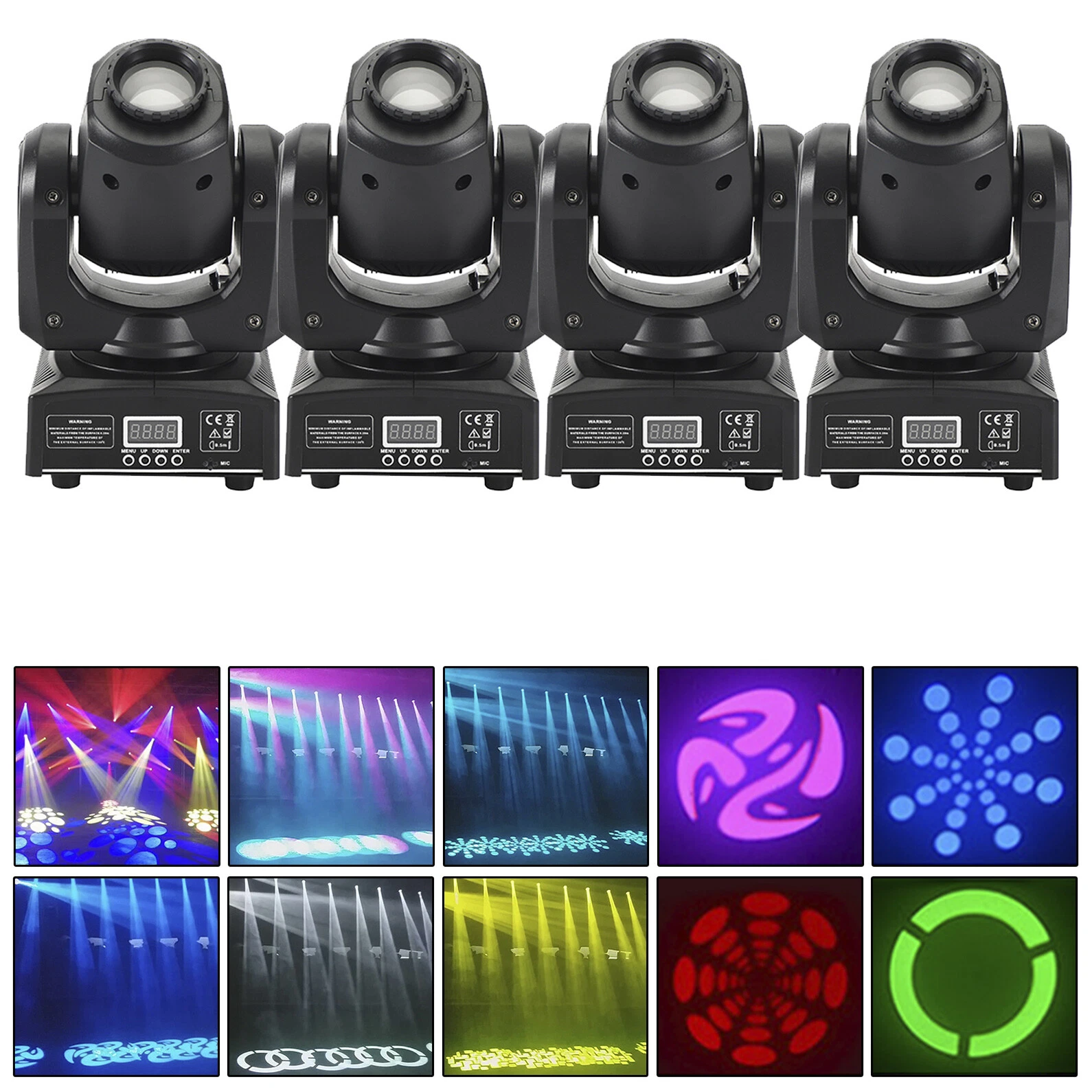 4Pcs Moving Head 8Gobo Stage Lighting RGBW LED DJ DMX Beam Bar Party Light