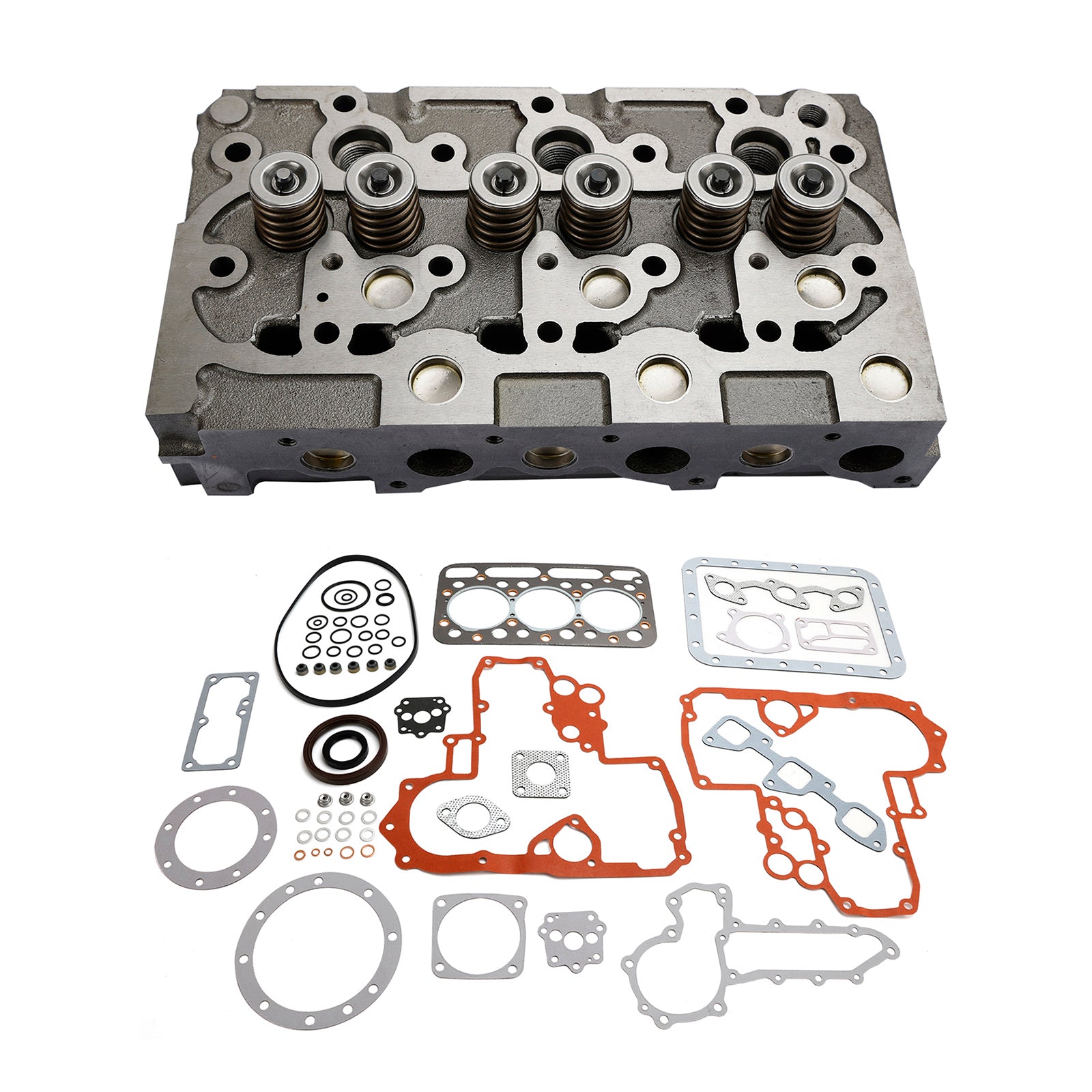 Complete Cylinder Head & Gasket Kit for Kubota D1402 Engine, Fits Bobcat 643, New Holland L455, L2550