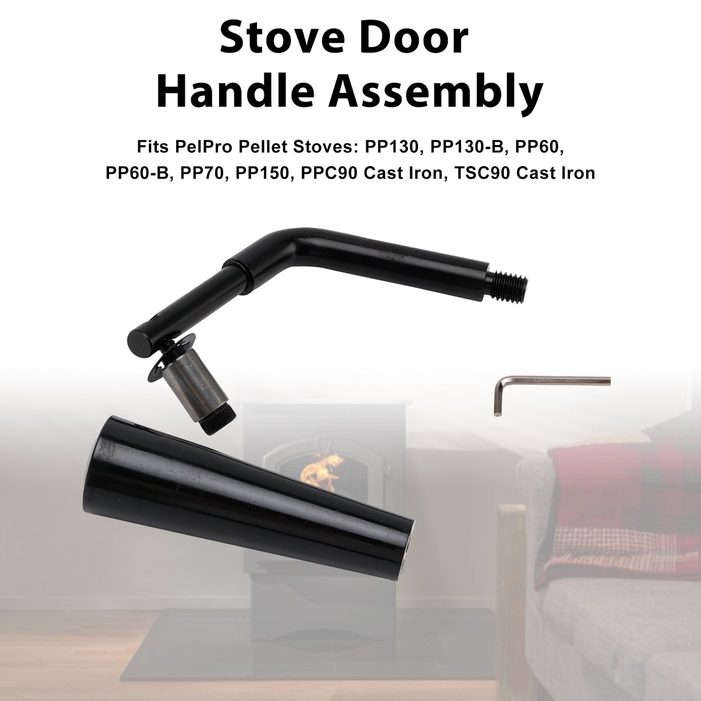 Threaded Door Handle Assembly for PelPro Stoves PP60 PP70 PP130 PP150 PPC90 TSC90 Pleasant Hearth Stoves PH35PS PH50CABPS PH50PS # SRV7093-024D Quadra-Fire Stoves Outfitter-I/II