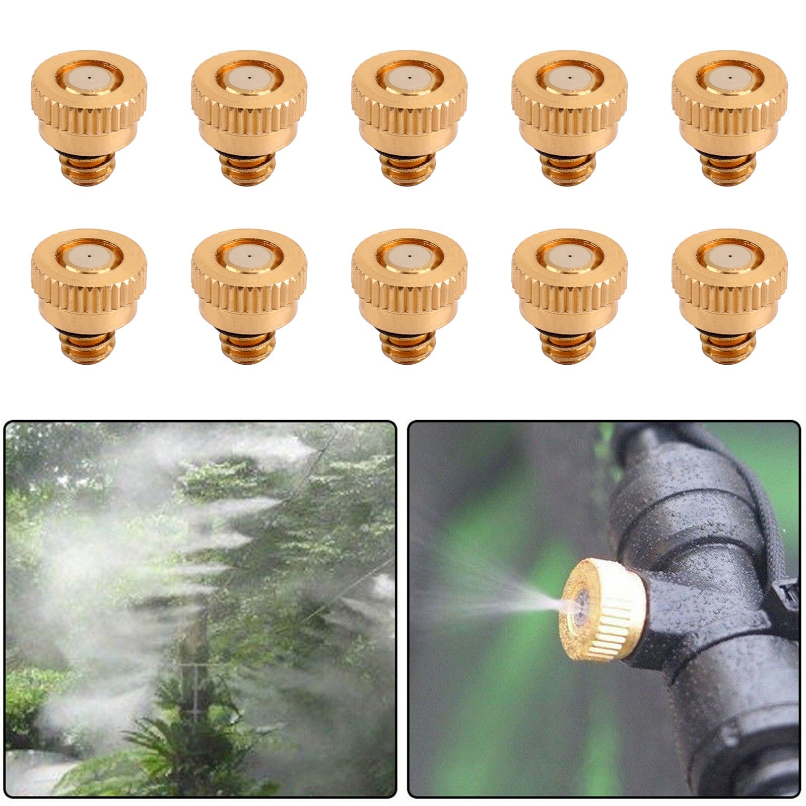 10X Brass Misting Nozzles Water Mister Sprinkle For Cooling System 0.012"