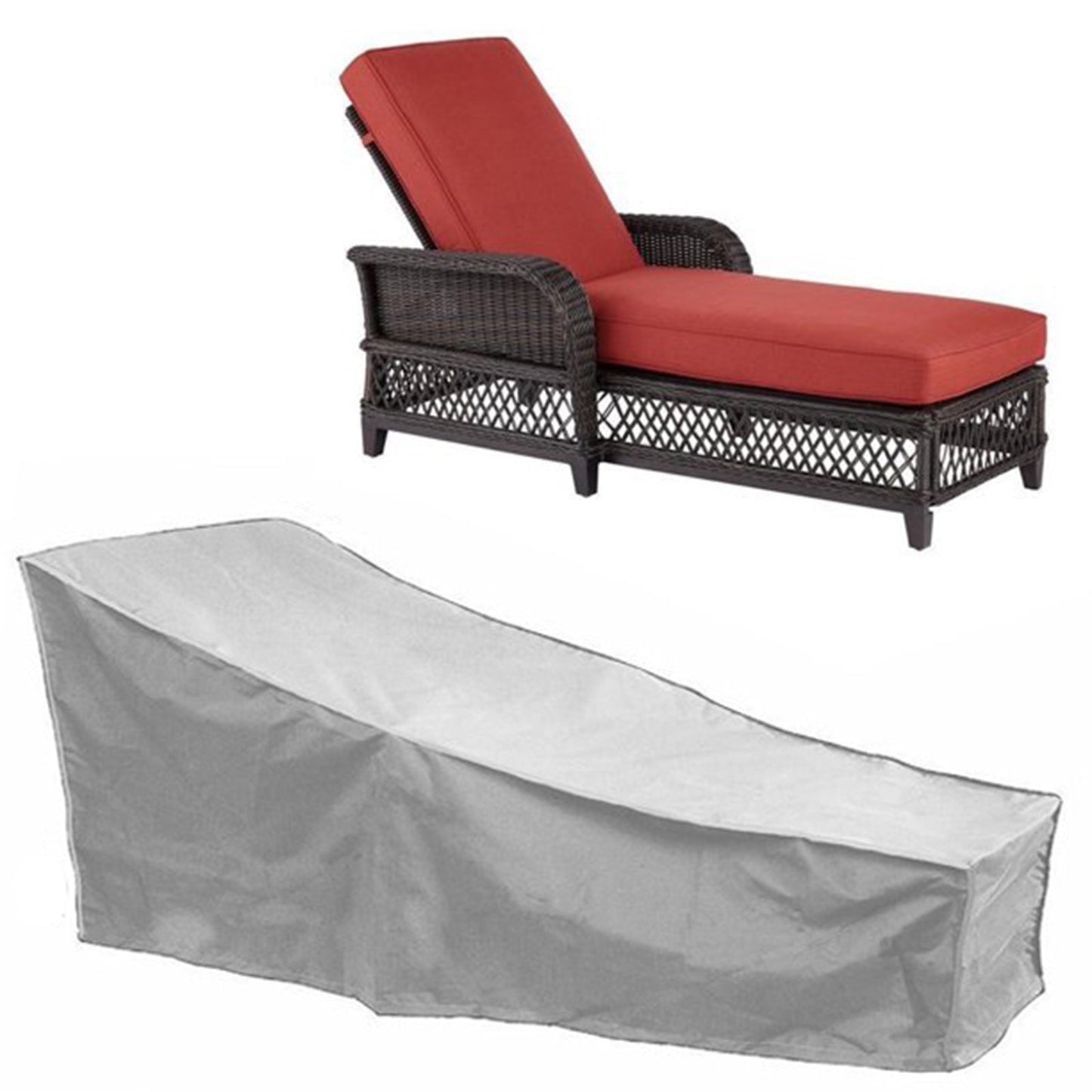 Silver 82x30 Inch Outdoor Lounge Chair Cover, Waterproof 210D Oxford Fabric Patio Chaise Protector