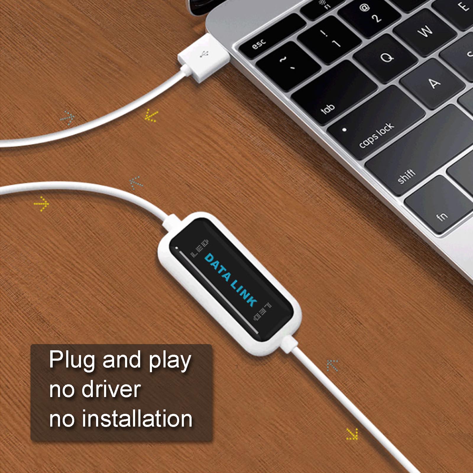 USB 2.0 PC-to-PC Data Transfer Cable, Driver-Free Link for Easy File Sync & Migration Between 2 Windows Computers