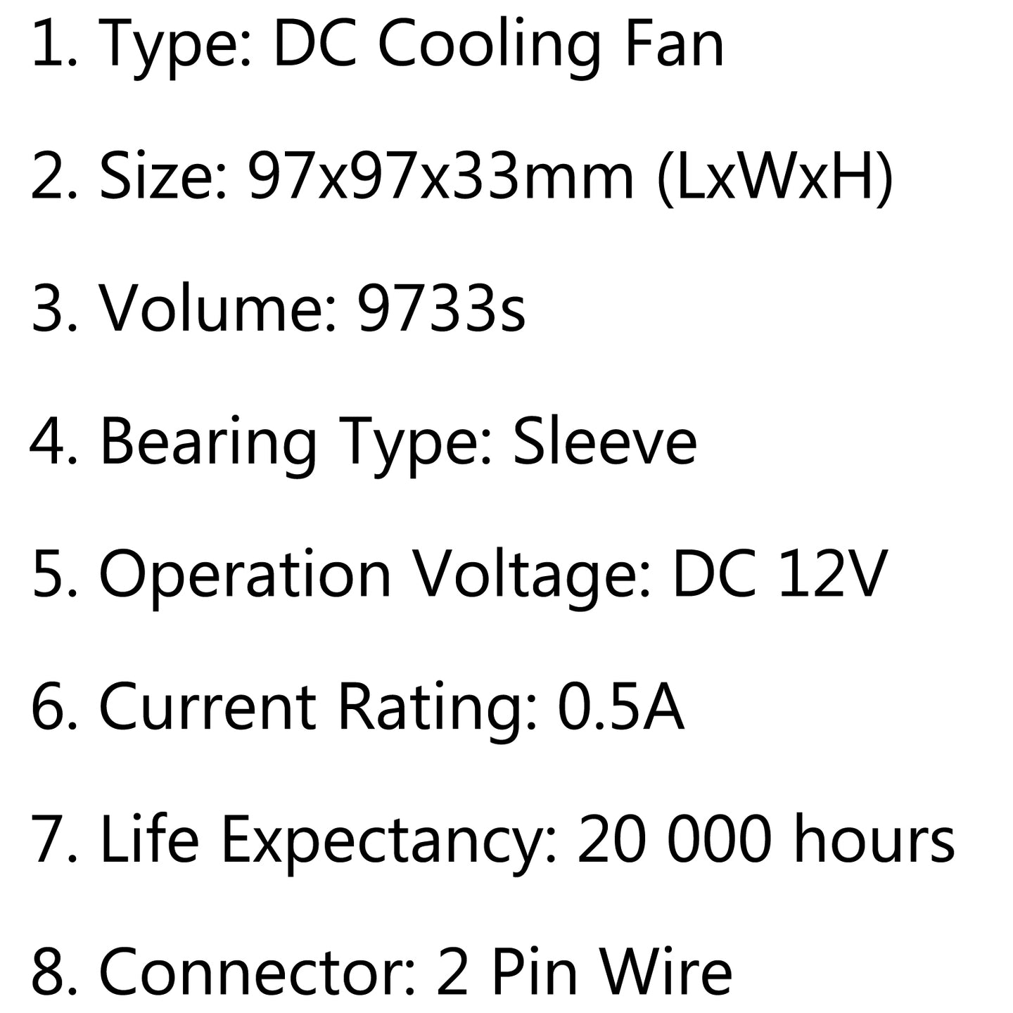 10PCS DC Brushless Cooling PC Computer Fan 12V 9733s 97x97x33mm 0.5A 2 Pin Wire