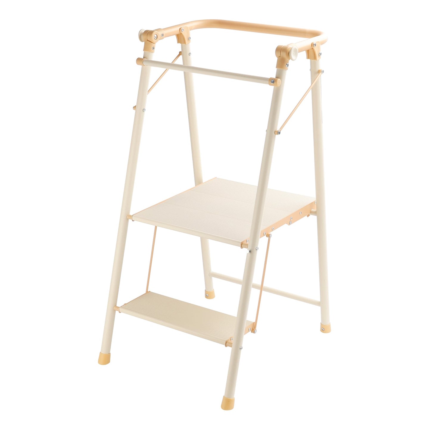 Folding 2-Step Stool with Safety Rails for Kids & Adults, Counter Height Kitchen Helper, Portable, 225lb Capacity