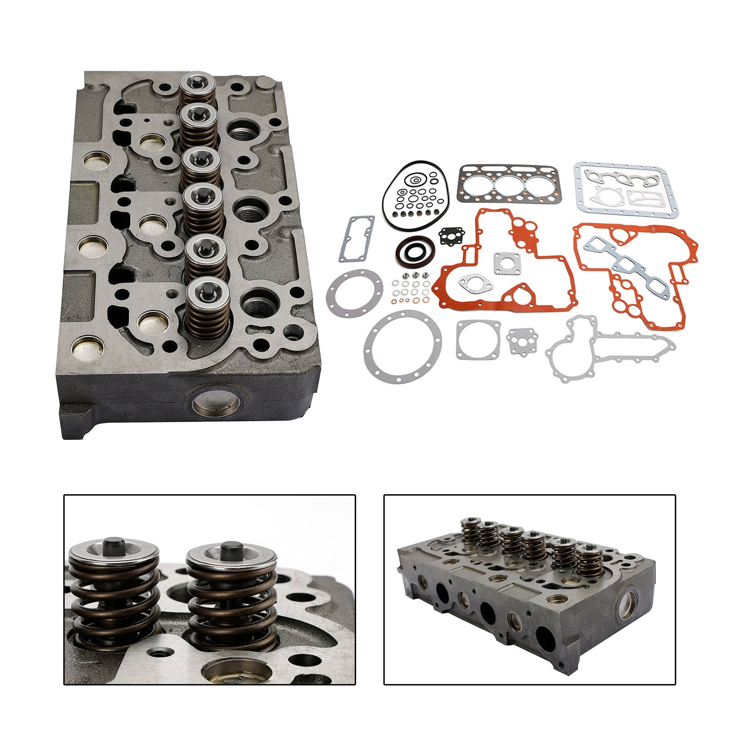 Complete Cylinder Head Assembly with Valves & Full Gasket for Kubota D1402 L2202 L2402 KH91