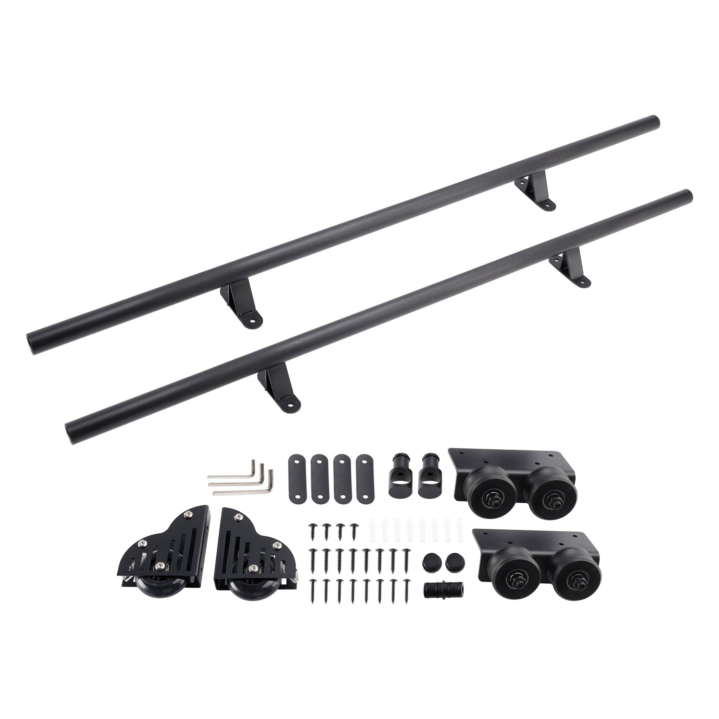 6.6FT Round Tube Rolling Library Sliding Ladder Hardware Kit with Brake