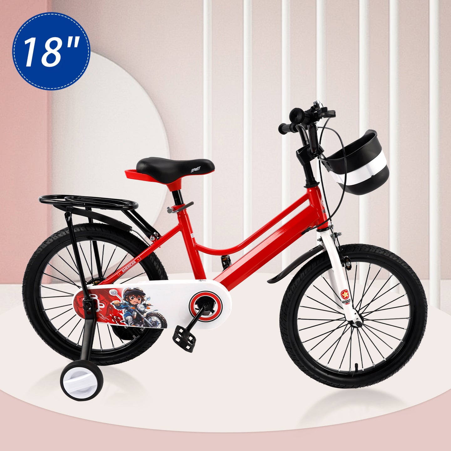 16" Kids Bike for Boys and Girls with auxiliary wheels & Rack Dark Blue