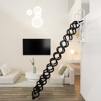 12-Step Folding Attic Ladder for 27.6" x 23.6" Wall Opening, 600 lbs Capacity Pull-Down Loft Stairs, up to 9.84ft Ceiling Height (Black)