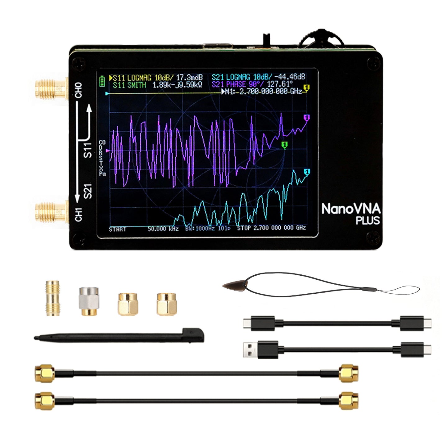 NanoVNA H Vector Network Analyzer 50kHz-2.7GHz MF HF VHF Antenna Analyzer