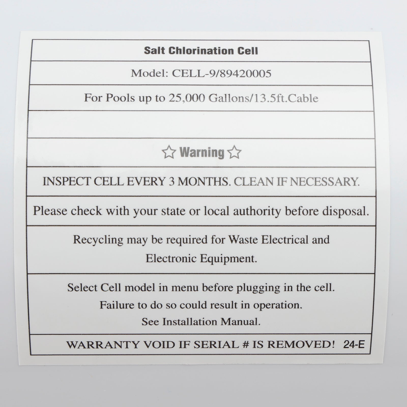 W3T-Cell-9 Replacement Salt Chlorination Cell, 25,000 Gallon TurboCell for Hayward AquaRite & ProLogic Systems