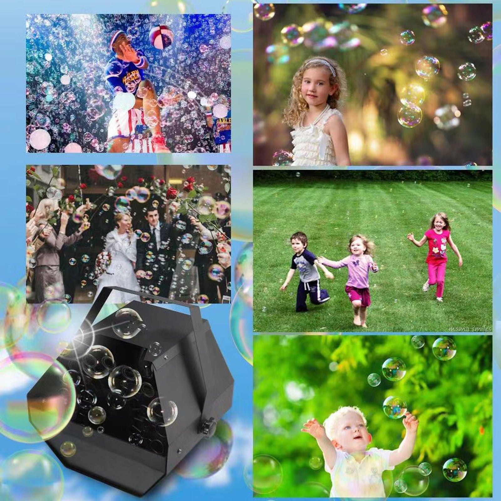 RGB LED Bubble Machine with Remote Control, 2-Speed Automatic Party & Stage Effect Light for Kids, Weddings, DJs