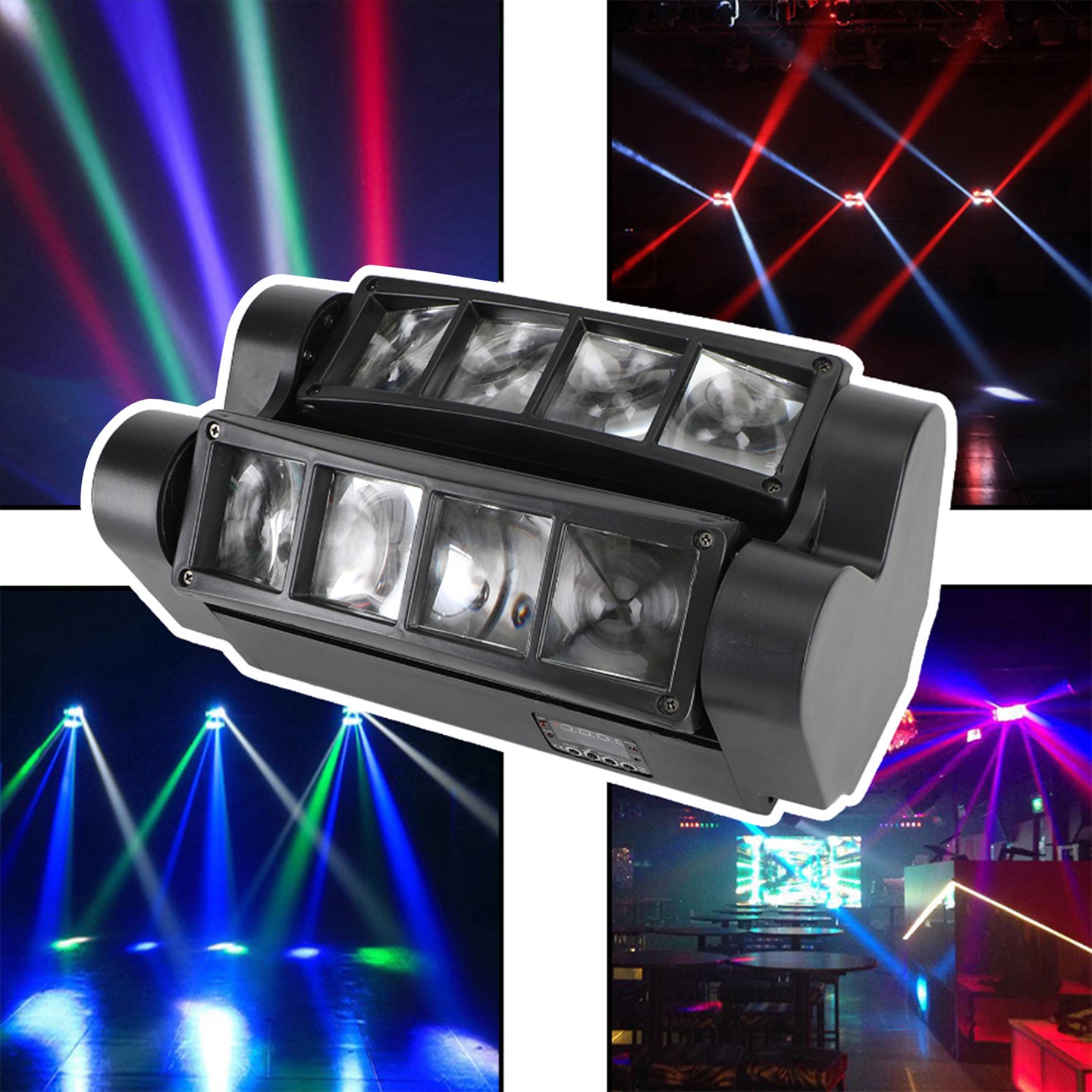 2Pcs 80W 8LED RGBW Spider Moving Head Stage Lighting Beam DMX Party DJ Lighting