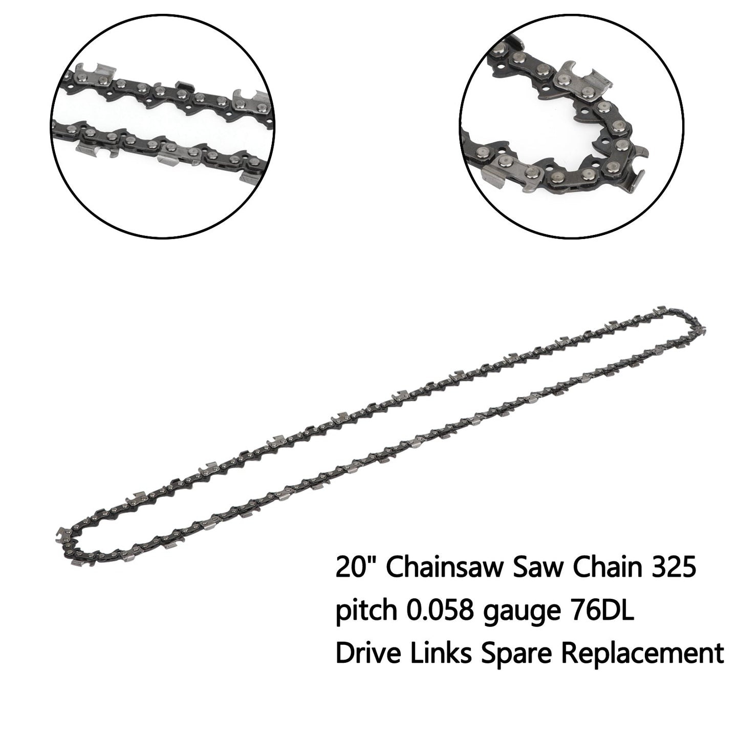 20-Inch Chainsaw Chain .325 Pitch .058 Gauge 76DL for Husqvarna & Chinese 5200 5800 Saws