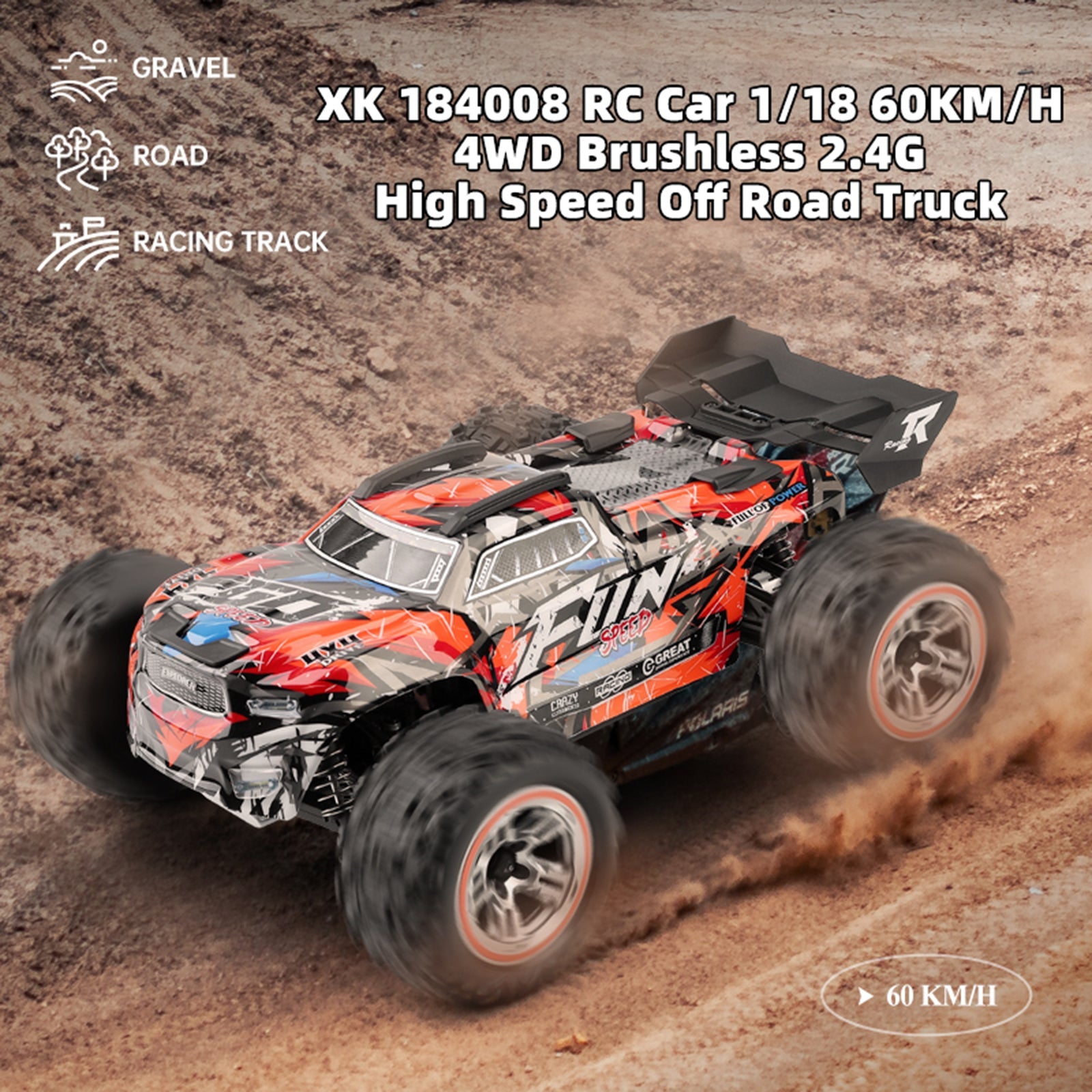Wltoys XK 184008 RC Car 1/18 60KM/H 4WD Brushless 2.4G High Speed Off Road Truck Toy
